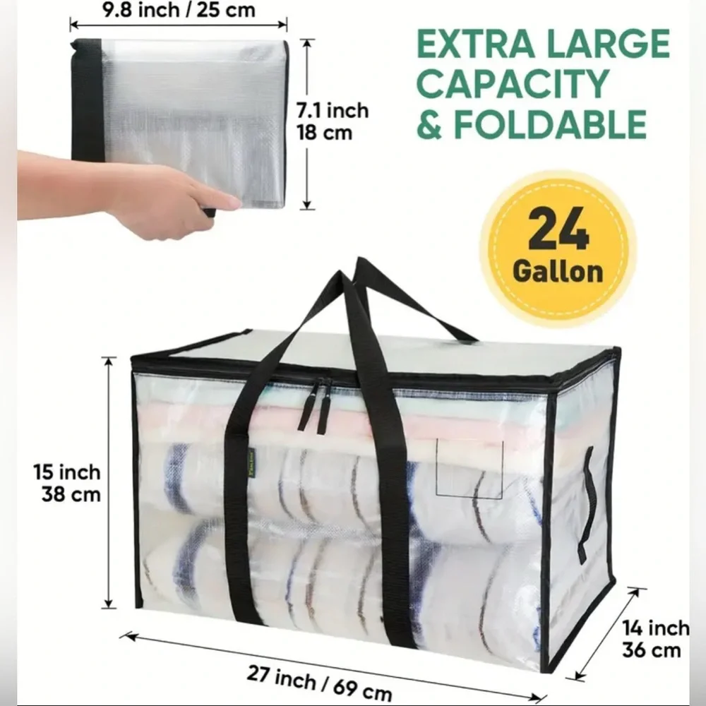 Transparent Storage Bag Extra Large with Black Trim and Handles NWOT - Picture 3 of 3